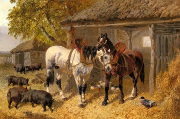 horse cats Painting - The Farmyard2 John Frederick Herring Jr horse